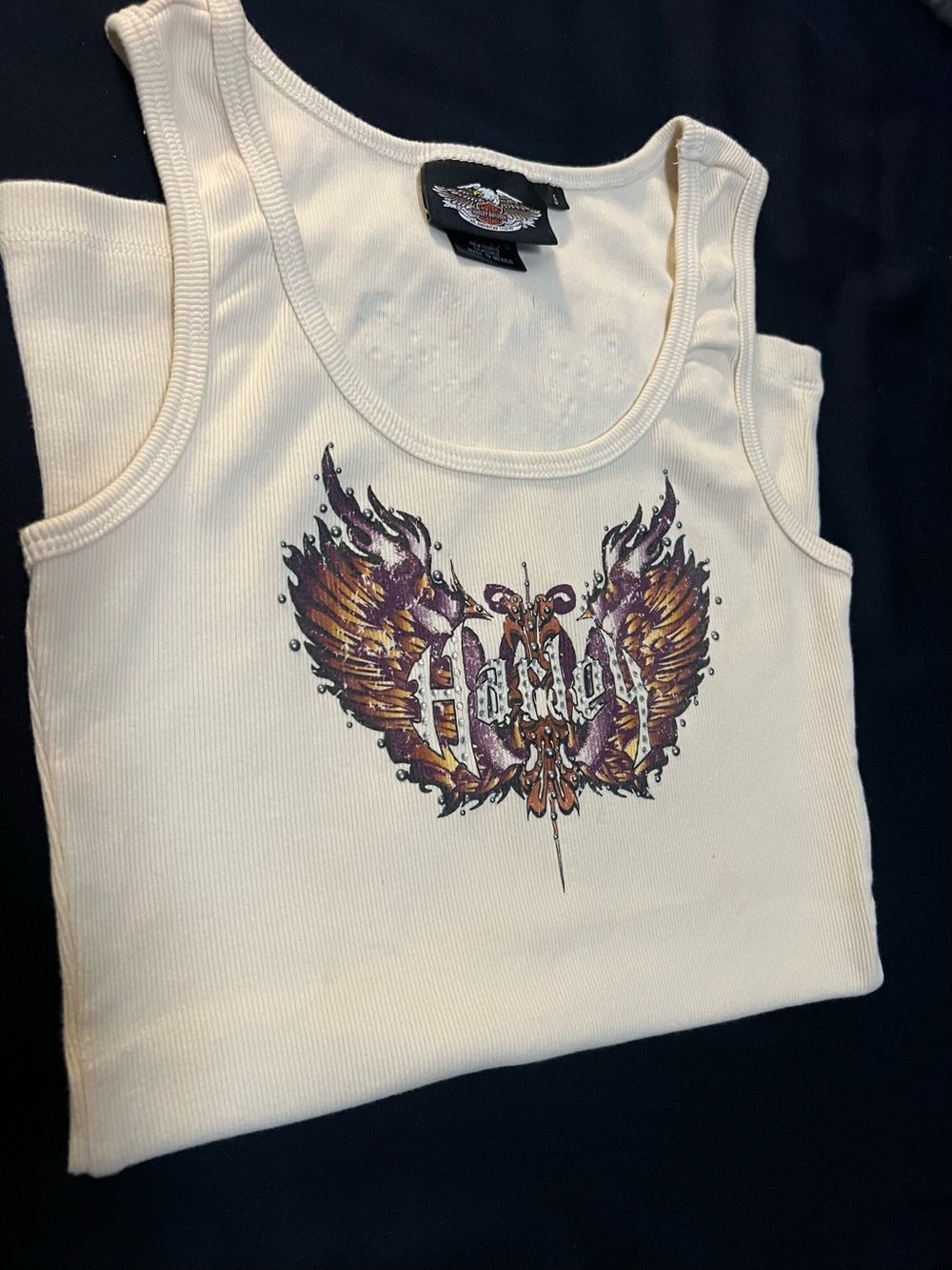 Harley-Davidson Cream Tank Top with Winged Logo tank